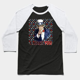 I Want You With Star Pattern Background Baseball T-Shirt